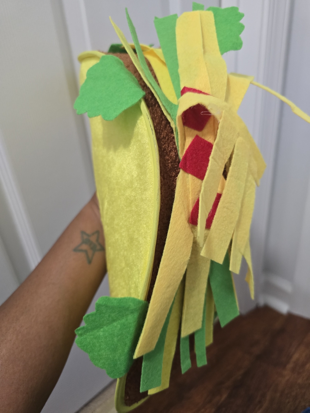 Yellow Felt Taco Hat with Green & Red Accents